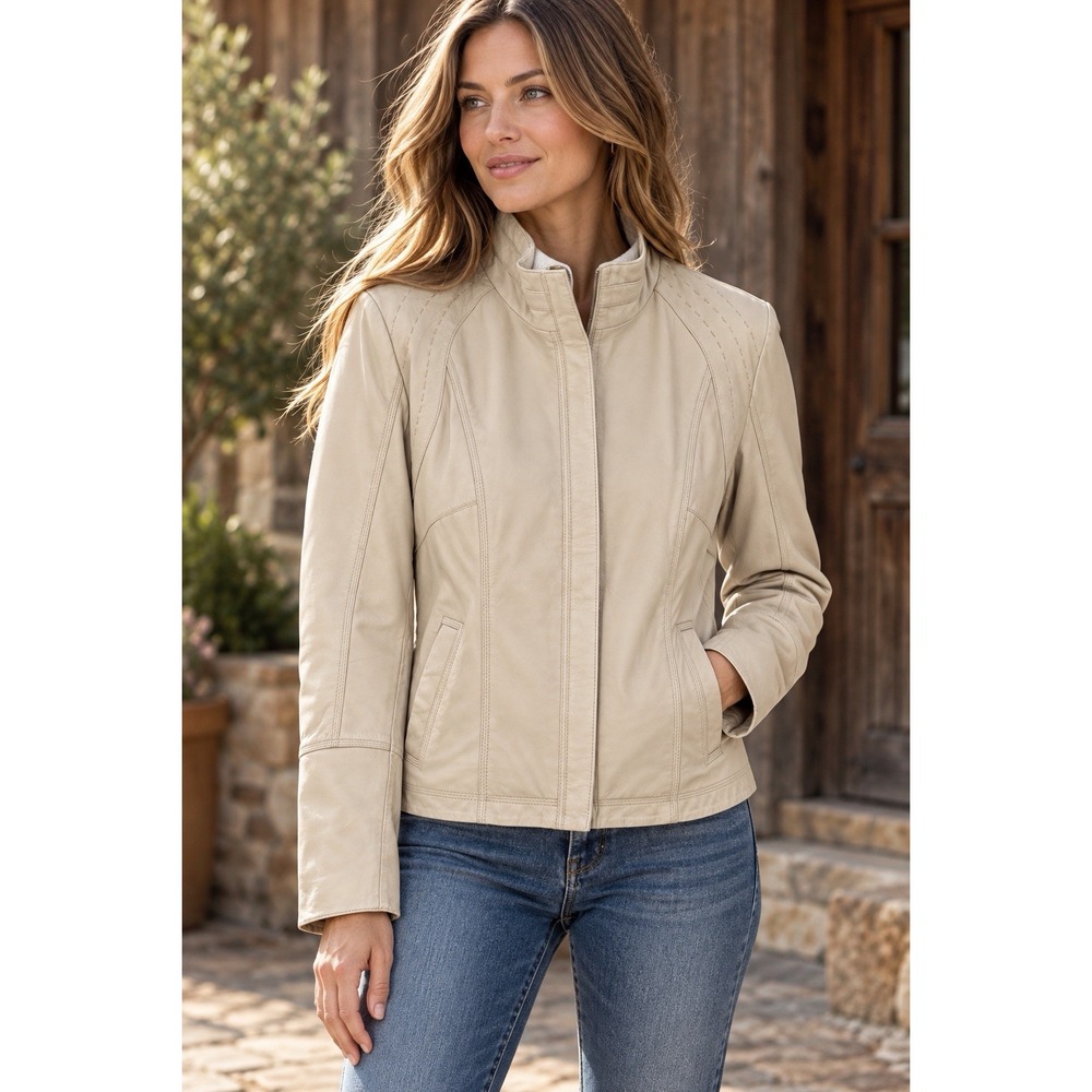 Overland Azura Lamb Leather Jacket – Ivory Women's Size M